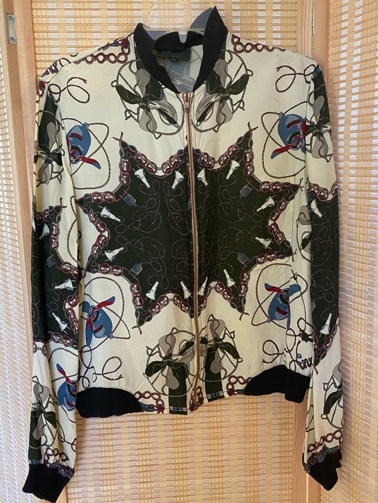 Jean Paul Gaultier Jackets & Blazers - Jean Paul Gaultier Vintage Womens Printed Bomber Jacket in Cream & Dark Green